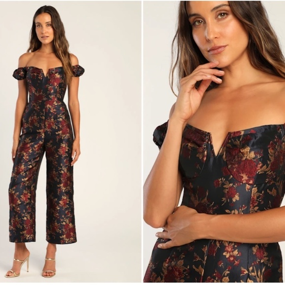Lulus Dresses & Skirts - LULU's Sexy Chic Elegant Wedding Floral Sophisitcated Off the Shoulder Jumpsuit